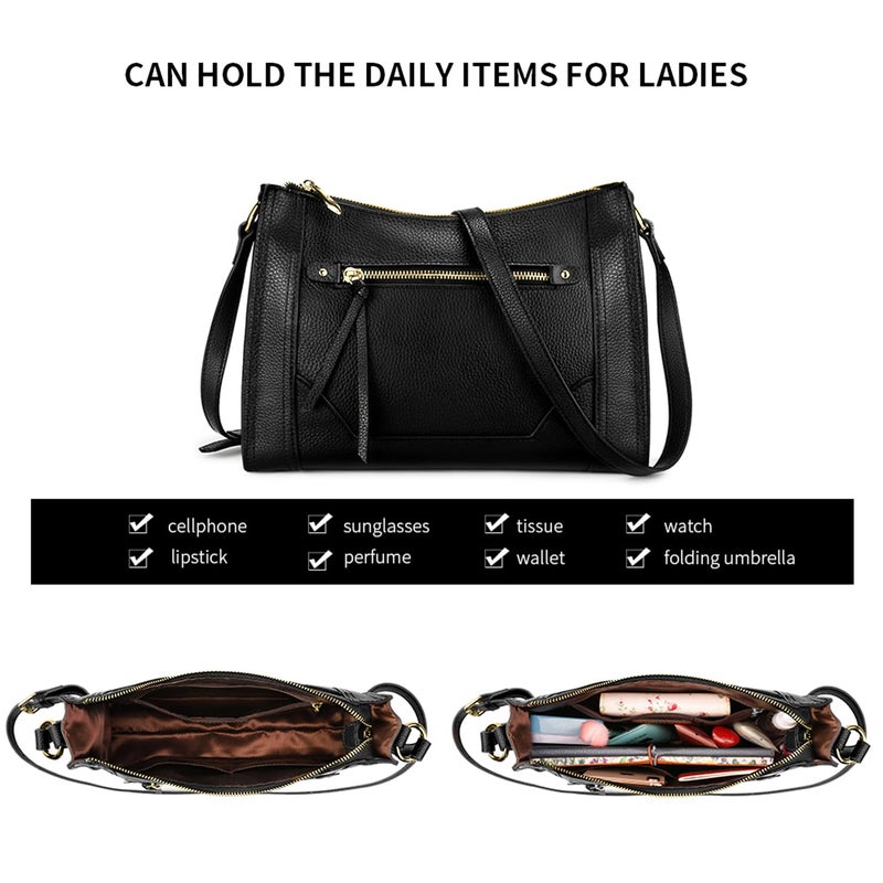 Kattee Genuine Leather Purses and Handbags for Women Crossbody Stachel Shoulder Bags Black - Image 3